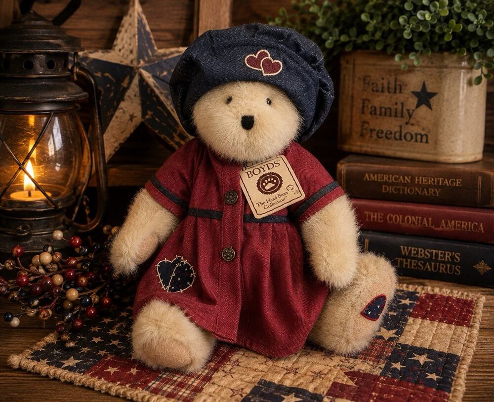 Boyds Bears Becca Bearheart Head Bean Collection Best Dressed Jointed Plush
